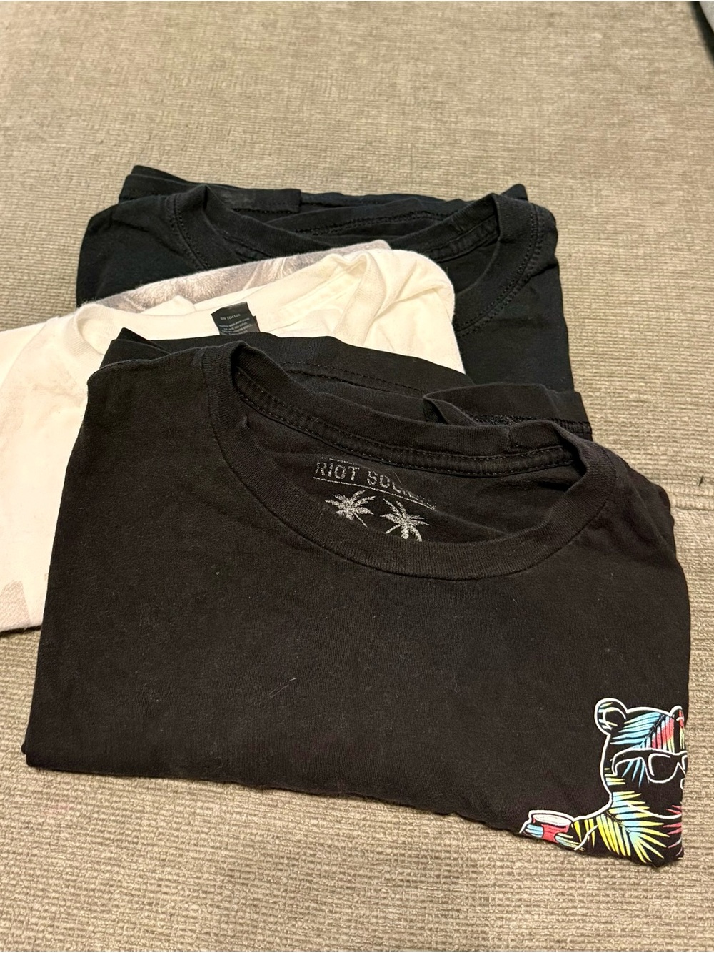 riot society Black Tee with Colorful Tropical Bear Accent
